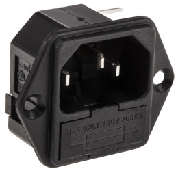 Złącze IEC IEC C14 Montaż na kołnierzu Męski 10A Kąt Proste liczba bezp 1 Lutowane Bulgin