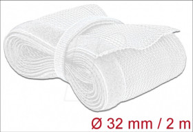 20703 Braided Sleeving with Hook-and-Loop Fastener 2 m x 32 mm white