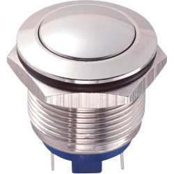 Zip Switch 19mm Vandal Resistant 36V DC 2A Domed Stainless Steel Pin Terminal