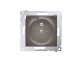 SIMON 54 Gniazdo do wersji IP44 z przesłonami z uszczelką ramki zaciski śrubowe klapka transparentna brąz mat DGZ1BZ.01/46A KONT