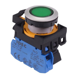 CW4L-M1E10Q3G Green 12V illuminated Metallic Momentary Push Button Switch 1NO IP65 IDEC