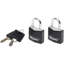 Master Lock 9120EURTBLK Alu Black Vinyl Cover 20mm Padlock 3-Pin - KA x 2