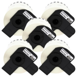 Taśma 5x DK22205 do drukarki Brother QL 62mm x 30,48mm biała taśma czarny nadruk /5szt./