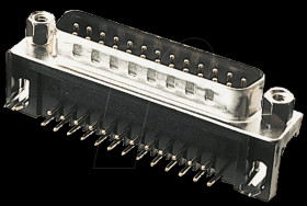 D-SUB plug, 25-pin, angled, RM 9.4