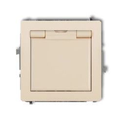 DECO Gniazdo bryzgoszczelne z/u (klapka beżowa) beżowy 1DGPB-1zp