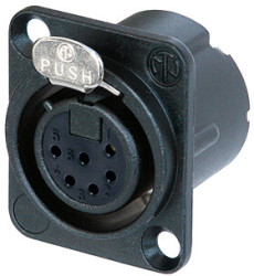 XLR panel socket, 6 pole, gold-plated, 1.0 mm², AWG 18, zinc die casting, NC6FD-LX-B