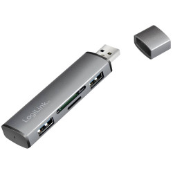 LogiLink UA0394 USB 3.2 Gen2 hub aluminium grey SD reader LED indicator