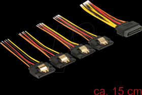 60156 cable SATA 15 Pin male &gt; 4x SATA 15 PIN female, 15 cm