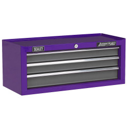 Sealey AP22309BBCP Mid-Box 3 Drawer with Ball Bearing Slides - Purple/Grey