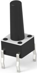 Short-stroke pushbutton, 1 Form A (N/O), 50 mA/24 VDC, unlit , actuator (black, L 9.4 mm), 1.56 N, THT, 2-1825910-7