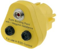 ANTY-WTYKUZ2 Wtyk uziemiający do mat i opasek ESD, 1 zatrzaski męski 10mm, 2 gniazda bananowe 4mm