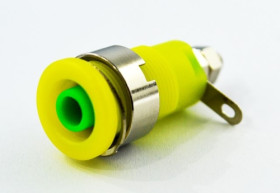 24.301.0 gniazdo bananowe bezpieczne żółto - zielone 4mm, 32A / 1000V