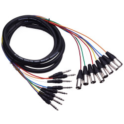 8 Way XLR Male to 6.35mm Stereo Plug Snake Lead Loom 3m