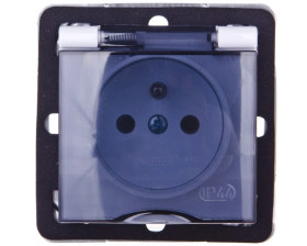 IMPRESJA Gniazdo bryzgoszczelne z/u IP44 klapka przezroczysta białe GPH-1YZ/m/00/d