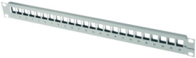 19 inch module carrier, 24 x RJ45, horizontal, 1 row, (W x H x D) 482.6 x 44 x 28 mm, light gray, 100021496