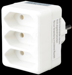Safety plug, 3 x Euro sockets, white