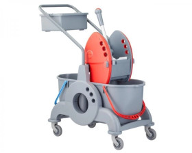 Wózek dwuwiadrowy 30 l (2 × 15 l) z kuwetą 8 l i czerwoną prasą MERIDA HFV101