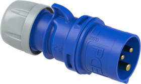 CEE plug, 3 pole, 16 A/230 V, blue, 6 h, IP44/IP54, 013-6