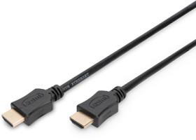 Connection cable, 3 m, black, HDMI plug type A, straight to HDMI plug type A, straight, AK-330107-030-S