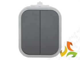 B2 IP54 Wyłącznik podwójny świecznikowy n/t 10A 250V WNT-2B2 szary/szary ABEX