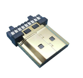 Wtyk HDMI złocony lutowany na kabel, bez osłonki.