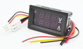 Panelowy woltomierz / amperomierz, zakres 10A / 0-99,9Vdc, wyświetlacz LED czerwony / niebieski