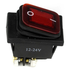 Przełącznik kołyskowy wodoodporny podświetlany KCD4 czerwony 12-24V 16A