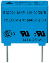 MKP suppression capacitor, 100 nF, ±20 %, 1.5 kV (DC), PP, 22.5 mm, B32023A3104M000