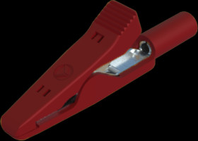 Alligator clip, red, max. 4 mm, L 41.5 mm, CAT O, socket 2 mm, 973584101