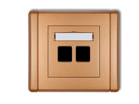 FLEXI Gniazdo multimedialne podwójne bez modułu (standard Keystone) złoty metalik 8FGM-2P KARLIK