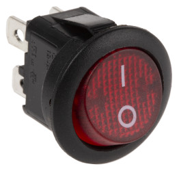 Przełącznik kołyskowy Wł.-wył. podświetlany 12 A DPST Czerwony APEM