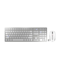 Zestaw klawiatury z myszką, ChERRY DW 9100 SLIM, Srebrny/biały, Bezprzewodowe, QWERTY (EU), Ergonomiczna