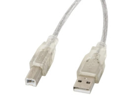 Przewód adapter USB 2.0 HighSpeed 1,8m ferryt USB-A - USB-B transparentny CA-USBA-12CC-0018-TR