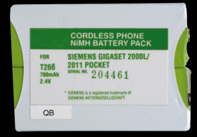 Cordless phone battery, NiMh, 2.4 V, 750 mAh
