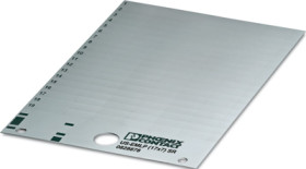 PVC device marker, (L x W) 7.1 x 17 mm, silver, carrier card with 114 pcs, 0828878