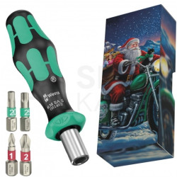 Wkrętak z grzechotką 1/4", uchwyt do bitów w zestawie z 4 bitami Kraftform Kompakt Christmas WERA