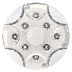 Lampka nocna 8× LED 3× AA, 90lm, czujnik PIR, biała