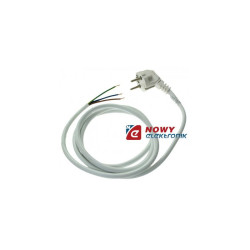 Kabel zasil. siec. 3m 3x1,5mm Bi Biały, kątowy z uziem. ELGOTECH