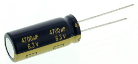 Kondensator 4700μF 6.3V dc Radialny, Otwór przelotowy Panasonic roztaw: 5mm 12.5 (Dia.) x 30mm