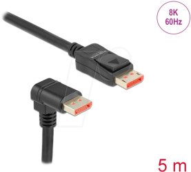 87053 DisplayPort 1.4 cable, 8K @ 60 Hz, 90° with angled bottom, 5 m