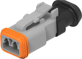 Socket, 2 pole, straight, 1 row, gray, DT06-2S-E008