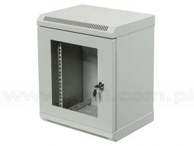 Szafa rack 9U, wisząca, 10 cali, 280mm gł., drzwi szklane