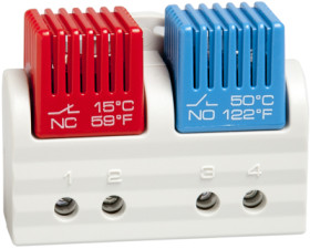 Thermostat, Form B (N/C) 15/5 °C, Form A (N/O) 50/40 °C, plastic, (W x H x D) 63 x 47 x 33 mm, light gray, 01163.0-00