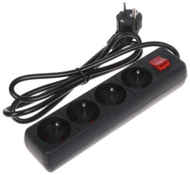 Przedłużacz 4-gniazda PR-1.5M-4G-SW/B 1.3m czarny