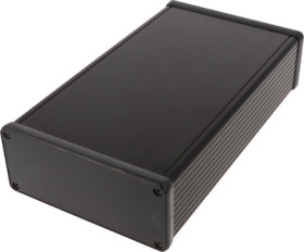 Aluminum enclosure, (L x W x H) 220 x 125 x 52 mm, black (RAL 9005), IP54, 1455Q2202BK