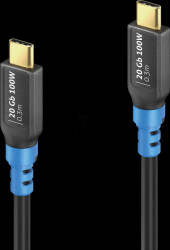 FI-U400-003 USB 20 Gb/s cable, C plug, 100 W, 0.3 m