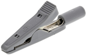 Zacisk krokodylkowy 8A izolowany 4mm Szary Hirschmann Test & Measurement