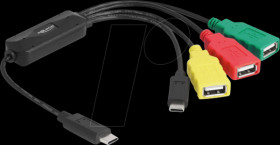 64203 USB 2.0 4 port cable hub, 3x A female, 1x C male, 30 cm