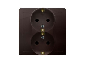 SIMON BASIC Gniazdo podwójne z uziemieniem schuko z przesłonami torów prądowych czekoladowy BGSZ2Z/47 KONTAKT SIMON