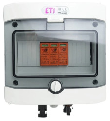 Rozdzielnica PV 1000V DC 1 string, wyposażona w ogranicznik przepięć ETI 1DC